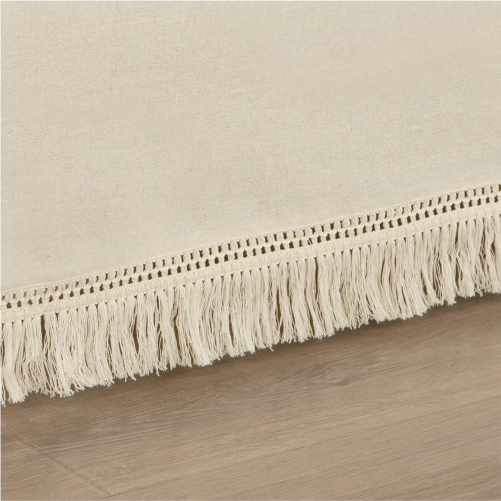 LUSH DECOR NWT boho fringe tailored drop easy fit bed skirt -beige -15” -queen - Picture 2 of 5